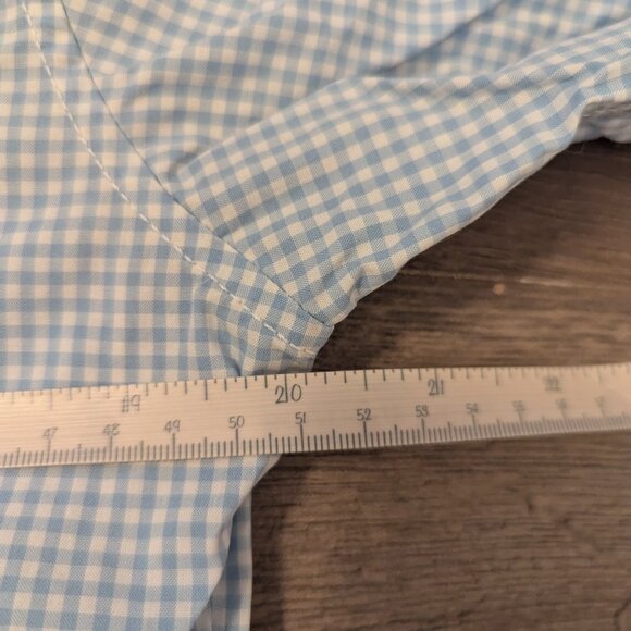 Men's Banana Republic Blue Checkered Short Sleeve Button-Up - Picture 7 of 7